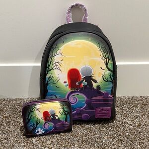Disney The Nightmare Before Christmas Jack & Sally Loungefly Mini Backpack & wal